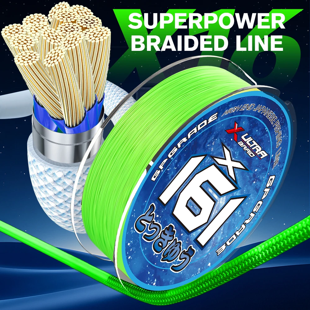 XULTRA X16 hebras trenzadas hilo de pescar de PE 100M 300M 500M 1000M actualización japonesa fuerte multifilamento carpa pesca con mosca alambre - imagen 2