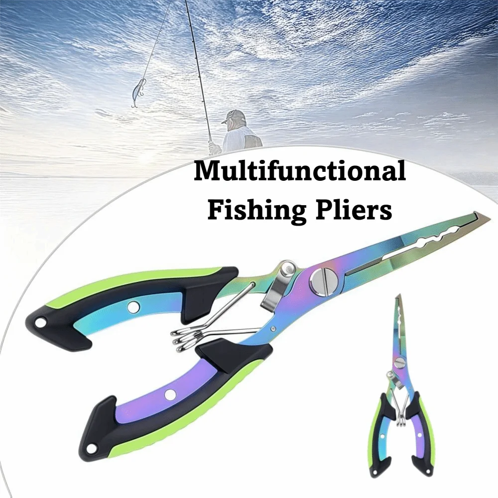 Alicates de punta de aguja de pesca multifuncionales, diseño de bloqueo, alicates de pesca de acero inoxidable, alicates de señuelo de diseño de bolsillo ligero - imagen 2
