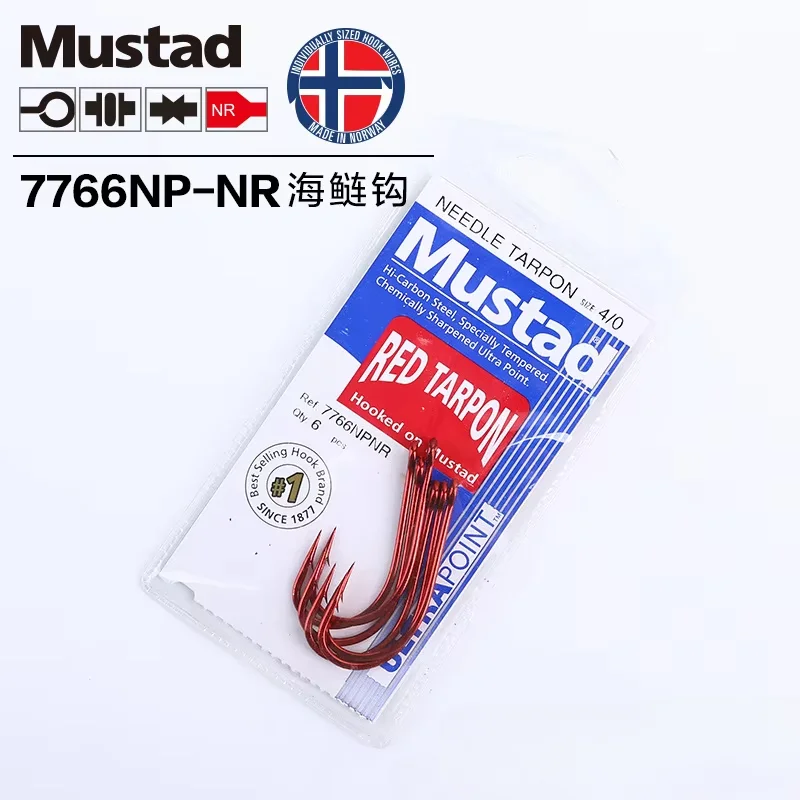 Mustad 7766NP-NR anzuelo de carpa plateada de mar, anzuelo de mar para playa, pesca en roca pesada, anzuelo de rana trueno