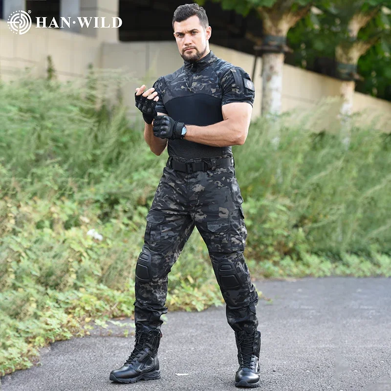 Uniforme táctico, trajes de escalada Airsoft, senderismo, combate, camiseta de camuflaje, camisas de caza, pantalones deportivos de carga de Paintball, conjuntos para hombres - imagen 2