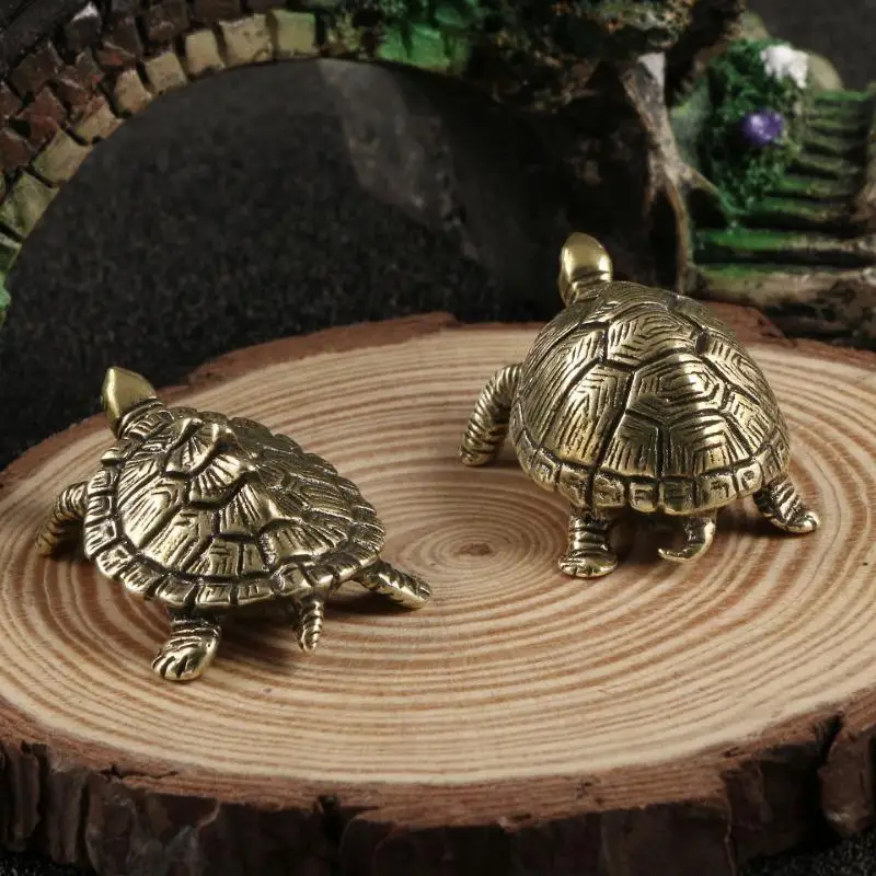 Figurita retro de tortuga de cobre para decoración