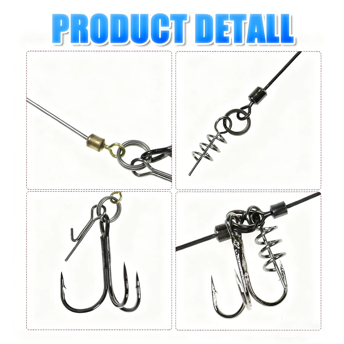 Equipo de Pesca FishTrip, Señuelos Blandos, Aparejos de Pesca con Anzuelos Dobles y Triples de Alambre de Acero, con Pasador de Bloqueo con Resorte - imagen 2