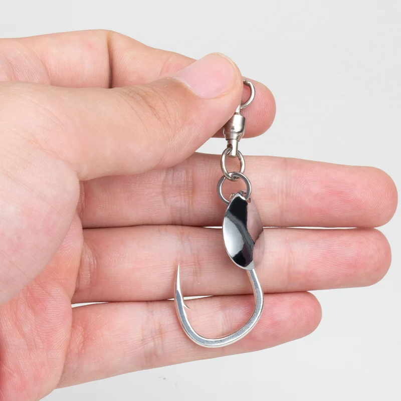 TEASER HK043 5 uds gancho de Jigging de lentejuelas giratorio 8062 Jigging lento cuchara de acero inoxidable de alto carbono Spinner gancho de asistencia aparejos - imagen 2