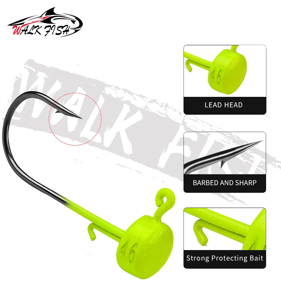 WALK FISH 5 uds Ned Rig Jig Head 2,8g 3,5g 4,6g 7g anzuelo de púas afilado anzuelos de pesca de setas para aparejos de pesca de trucha lubina - imagen 3