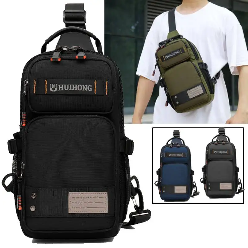 Mochila individual de pesca para hombre, organizador de señuelos de peces, bolsa de almacenamiento para el pecho, bolsa para aparejos de ciclismo y senderismo al aire libre, riñonera grande para caza - imagen 2