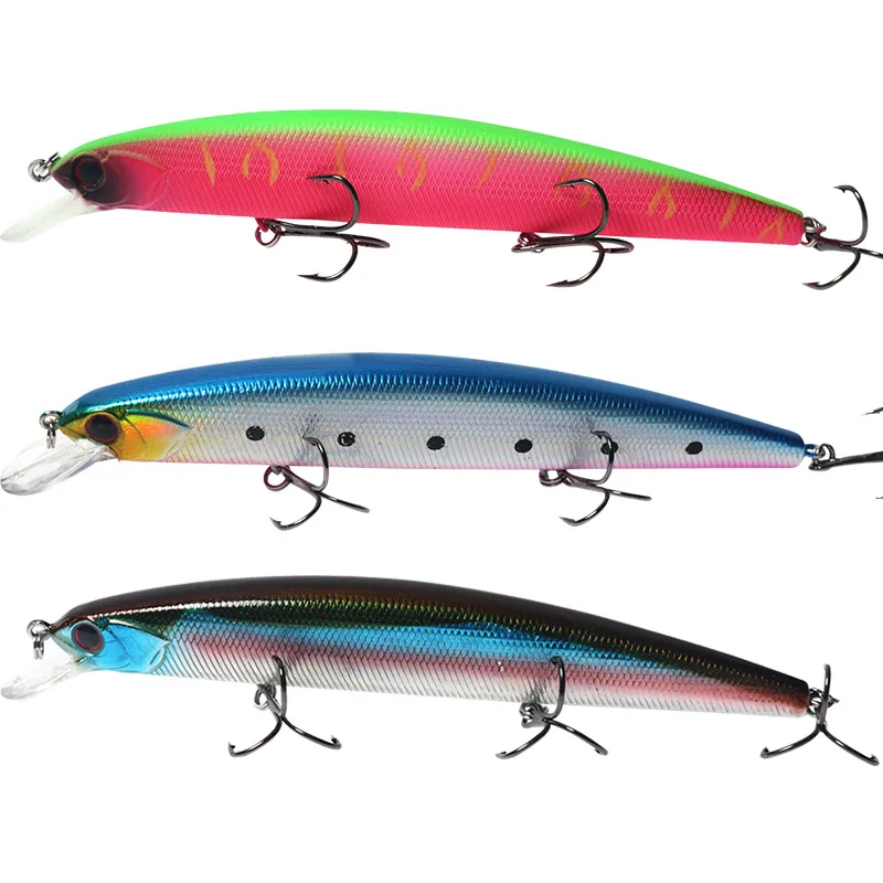 Fiising-Cebo duro de 13cm y 20g, que se hunde señuelo de pececillo, 3 ganchos, profundidad de 0,5-2m