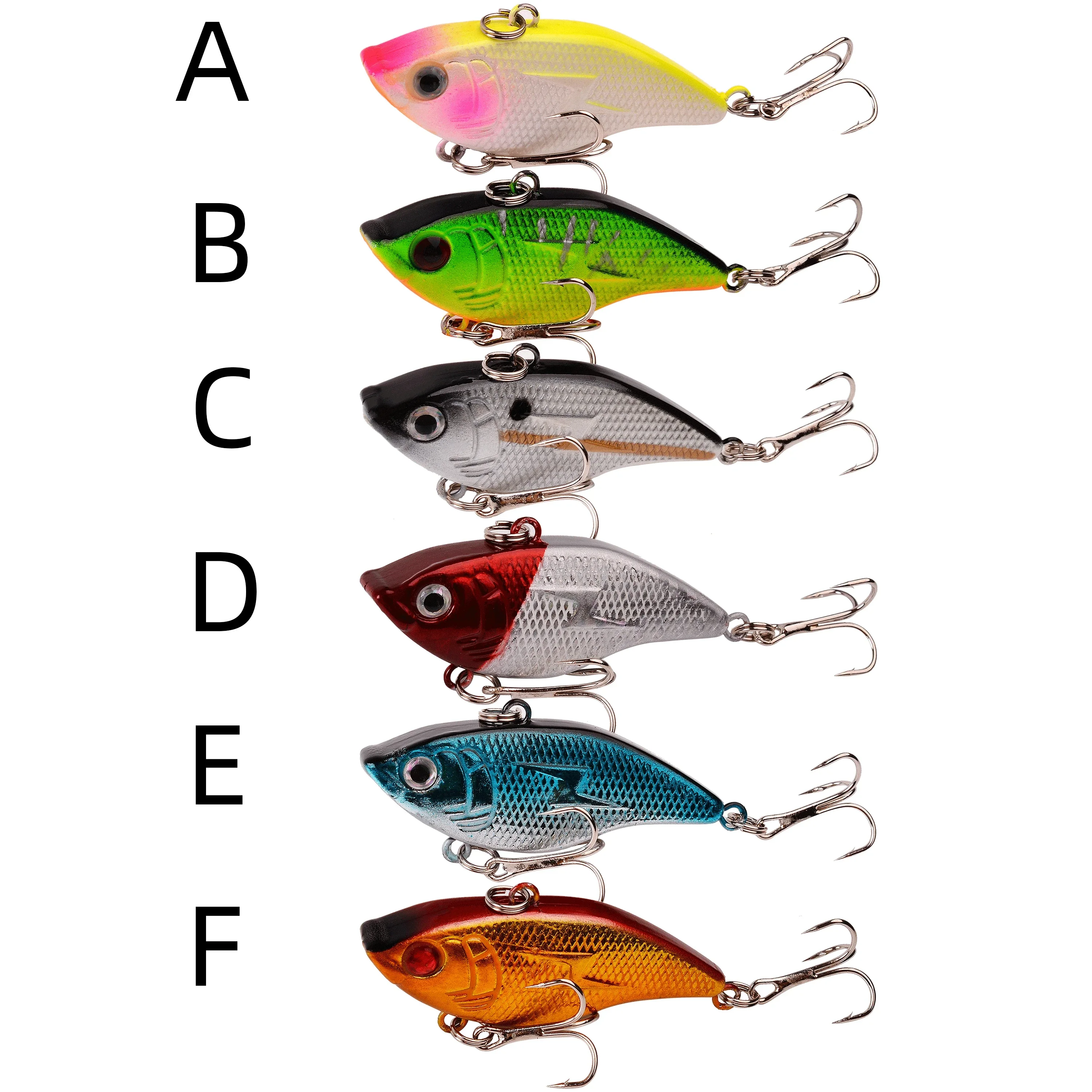6 uds VIB señuelo cebos duros que se hunden ojos 3D 5,5 cm 14g Wobbler Crankbait cebo Artificial vibratorio ruido señuelo de Pesca - imagen 3