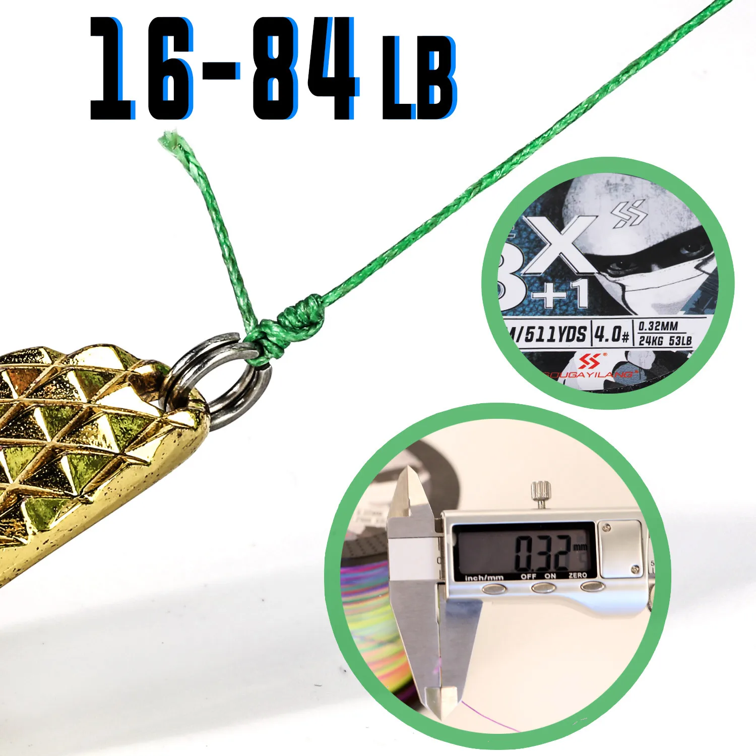 Línea de pesca Sougayilang PE, línea trenzada de 8 + X, línea de pesca multifilamento, alambre de pesca súper fuerte de 16-84LB para carpa - imagen 5