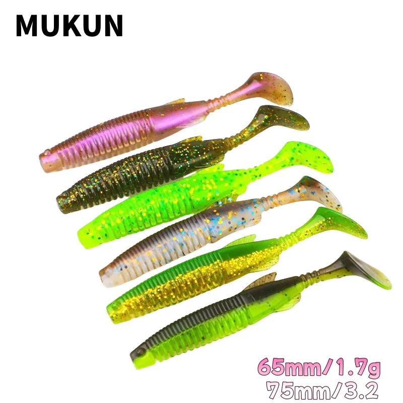 Señuelo de pesca suave flotante, 8 Uds., 65mm/1,7g, 75mm/3,2g, cola en T, Swimbait de silicona suave, Wobbler para Lucio, lubina, sábalo, aparejos de pesca - imagen 3