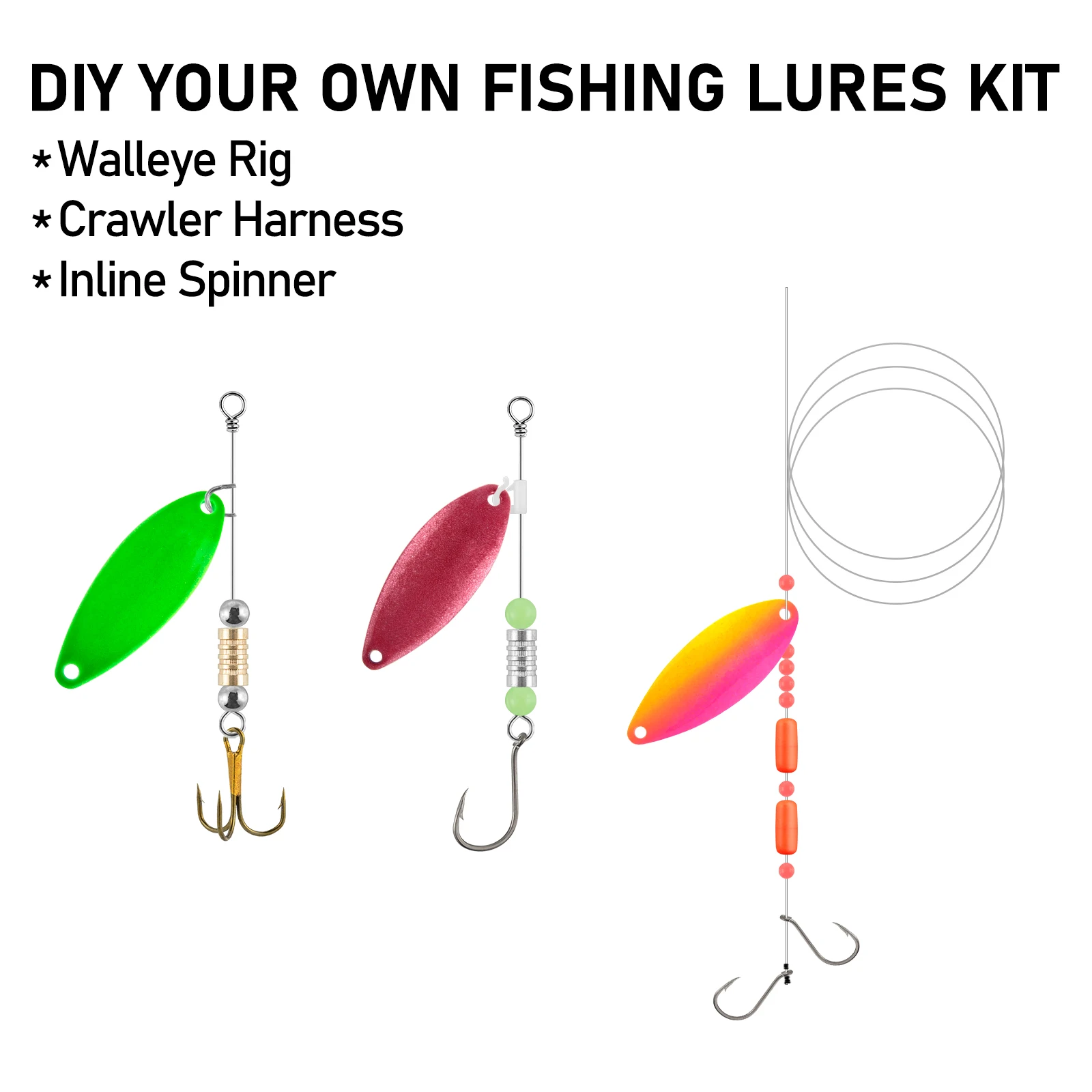 Cuchillas giratorias de pesca, suministros para hacer señuelos, hoja de sauce para bricolaje, cuchara giratoria en línea, aparejo Walleye Spinnerbait, oruga de trucha, 3 uds. - imagen 4