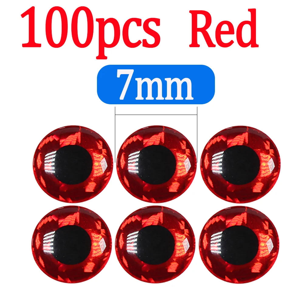 100pcs Red 7mm