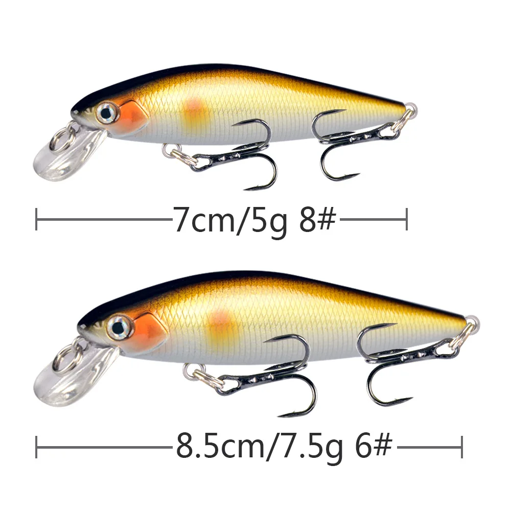 Señuelos de Pesca de pececillos flotantes, 1 piezas, modelo japonés, 7-8,5 cm, 5-7,5g, Jerkbait, Lucio, Carkbait, Wobblers, cebo profesional - imagen 5