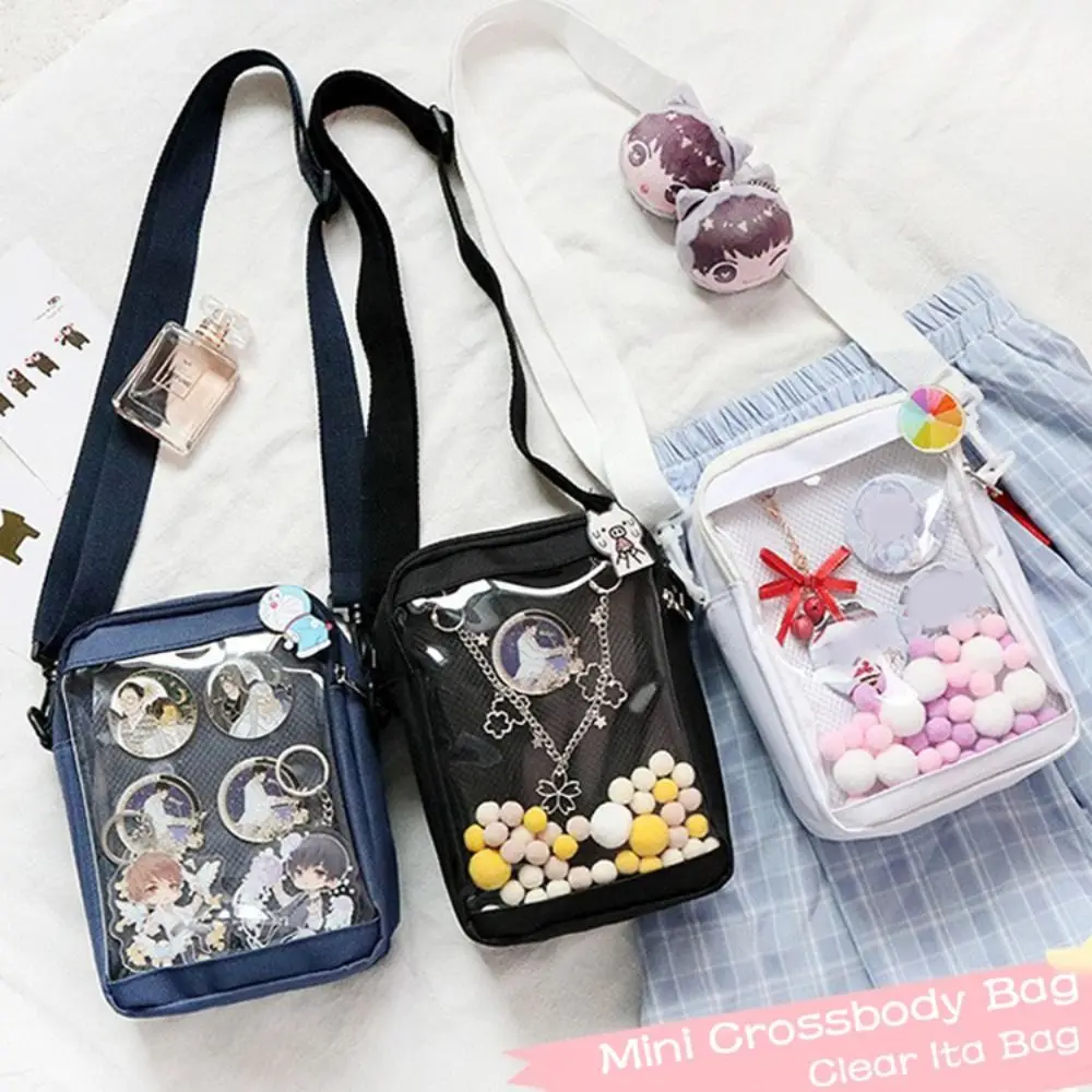 Mini bolsos cruzados de estilo japonés, color blanco y negro, transparente, Simple, pequeño, transparente, Ita, bandolera de PVC para teléfono, para exhibición de muñecas - imagen 3