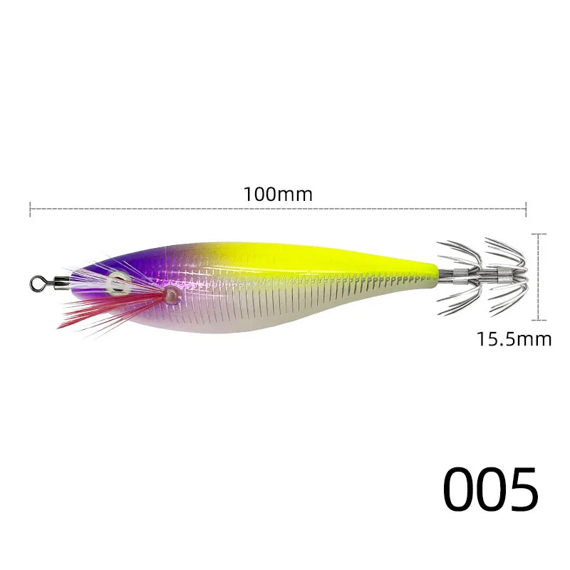 Un vibrante señuelo de pesca en forma de calamar de 100 mm con 15