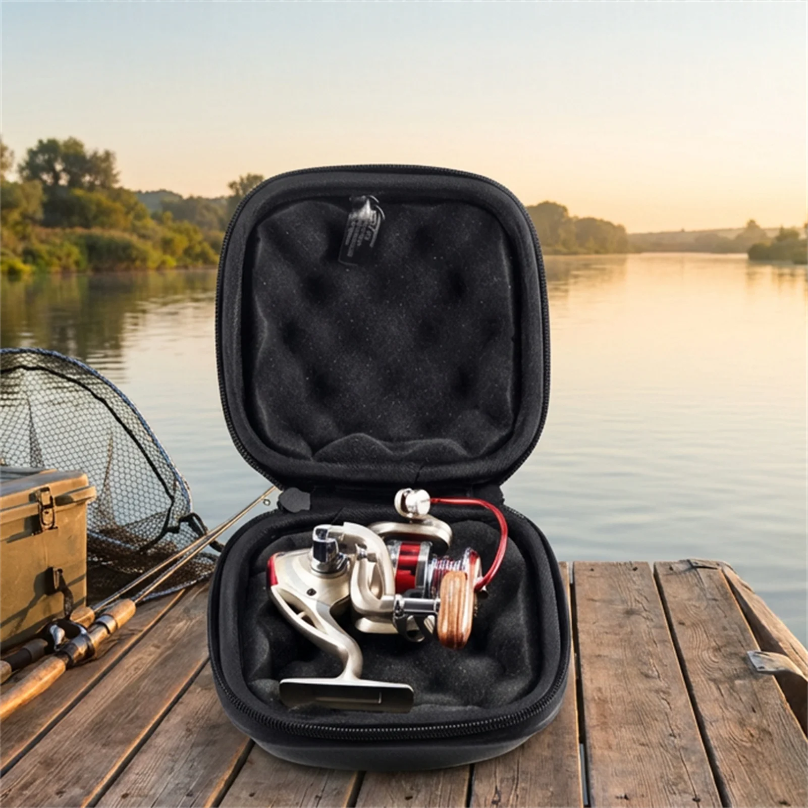 Bolsa de carretes de pesca EVA, bolsa de almacenamiento de carretes de pescado impermeable gruesa, caja organizadora de carretes de pesca portátil para exteriores, engranajes de pesca - imagen 2