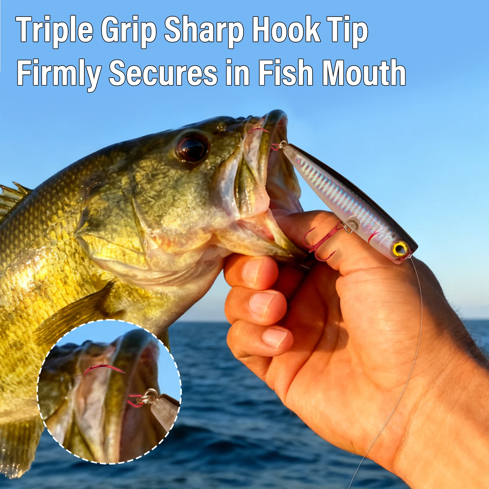 50 Uds. Anzuelos de pesca triples, anzuelos de pesca de acero alto en carbono con Triple agarre, curvatura redonda roja, para bagre, lubina, trucha, cebo duro de repuesto - imagen 5