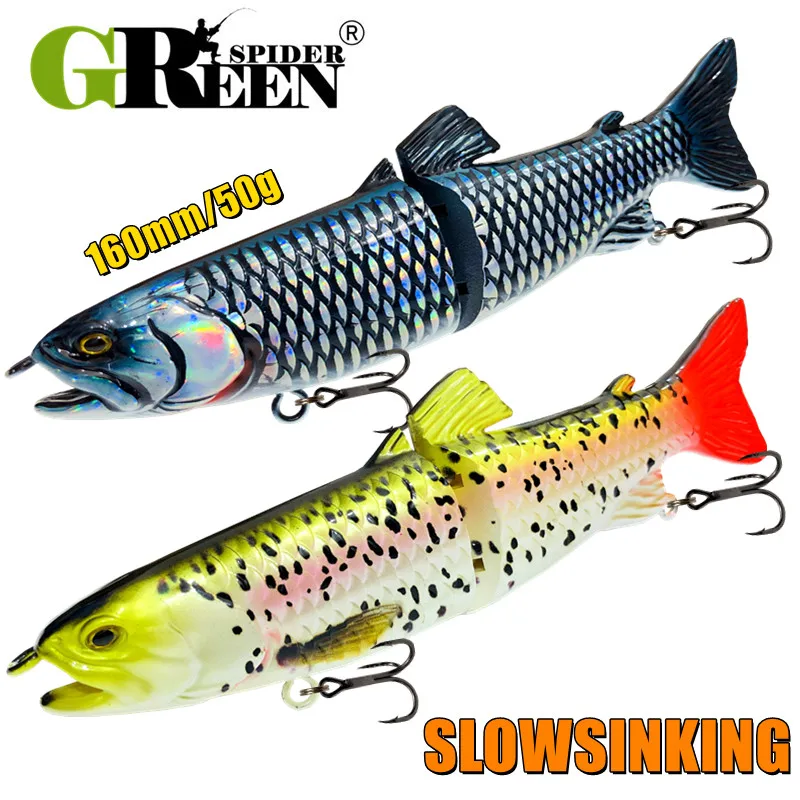 GREENSPIDER-señuelo de pesca de hundimiento lento, cebo articulado de 2 segmentos, Swimbait, 2022mm, 50g, 6 colores, novedad de 160 - imagen 2
