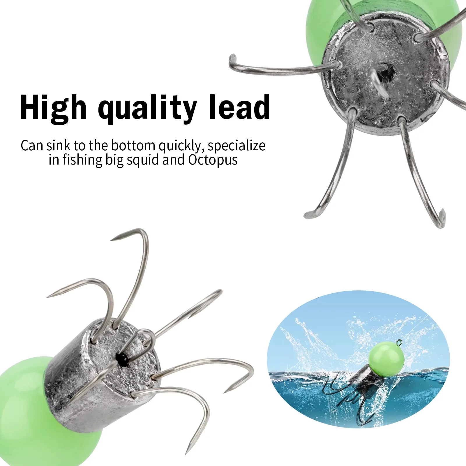 Anzuelos de calamar luminosos que brillan en la oscuridad, anzuelos de calamar y pulpo, señuelos de paraguas de simulación, gancho para pesca, 2 uds., 55g - imagen 5