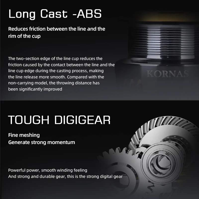 MEREKING KORNAS serie libre de óxido y rodamiento suave 5,2: 1 carrete de pesca giratorio arrastre 12Kg potencia máxima bobina de pesca de rueda giratoria - imagen 5