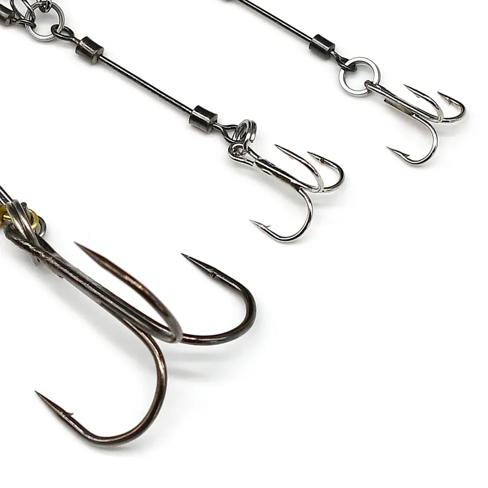 MNFT Pike Stinger Rig anzuelos triples S M L anzuelo de pesca con tornillo de múltiples depósitos con conector de clavija de peso de plomo para Swimbait - imagen 5