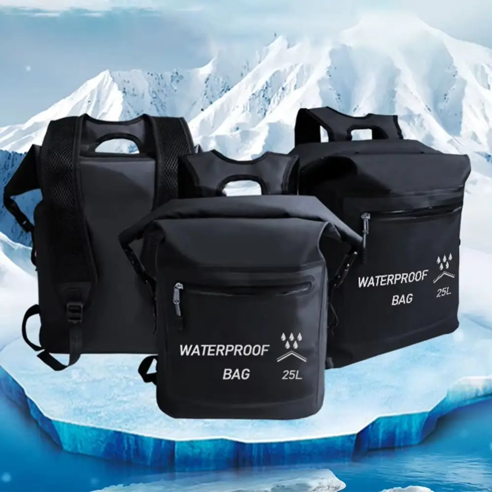 Mochila impermeable con bolsillo con cremallera de 25L, Material grueso, cierre enrollable, bolsa de almacenamiento para playa, mochila de natación plegable impermeable - imagen 3