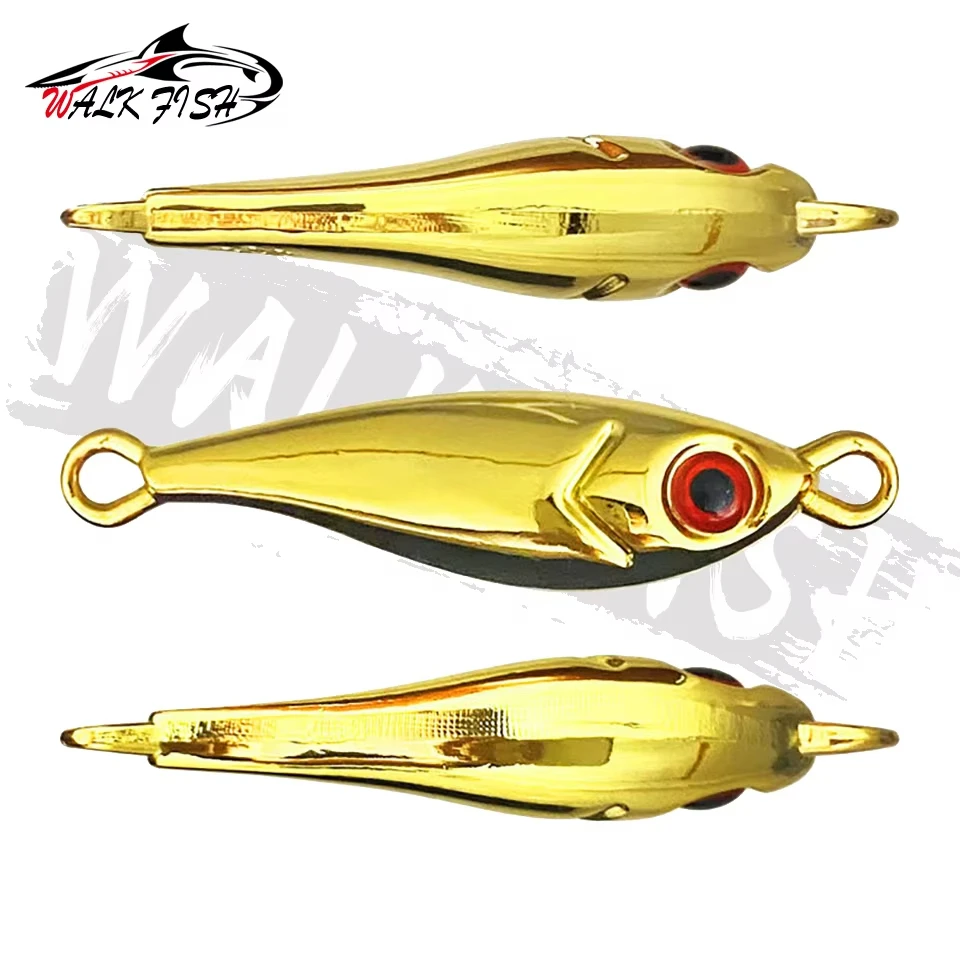 WALK FISH-cebo Artificial con lentejuelas giratorias, delfín pequeño galvanizado, pesca en el mar, caballa, Lucio, Metal dorado y plateado, 5g-40g - imagen 2