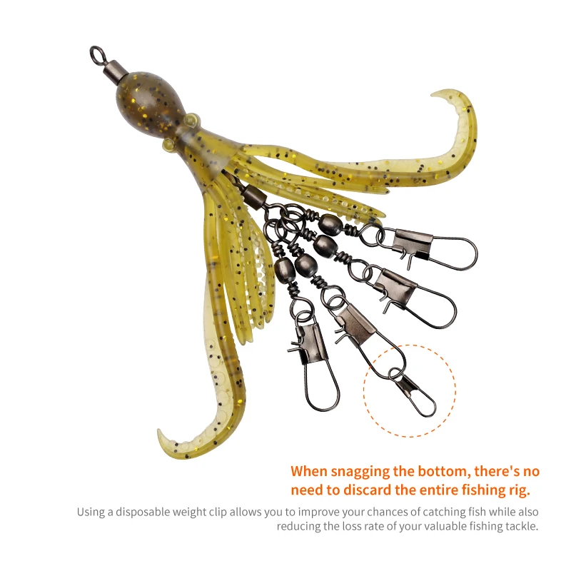 Cebo de pulpo de silicona, plantilla de calamar, señuelo giratorio, rodamiento de pesca, anillo sólido giratorio, accesorios de Pin conector de pesca, 2 uds. - imagen 3