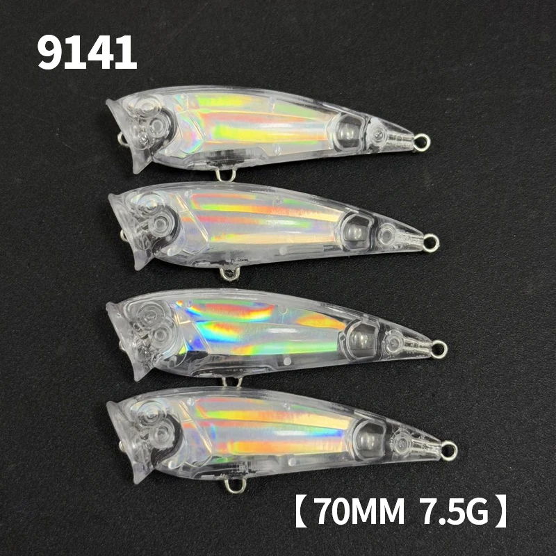 50 Uds. Señuelo Popper en blanco sin pintar 70mm 7,5g 3D Topwater Pop cebo Trolling cebos artificiales flotantes accesorios de pesca Popper - imagen 2