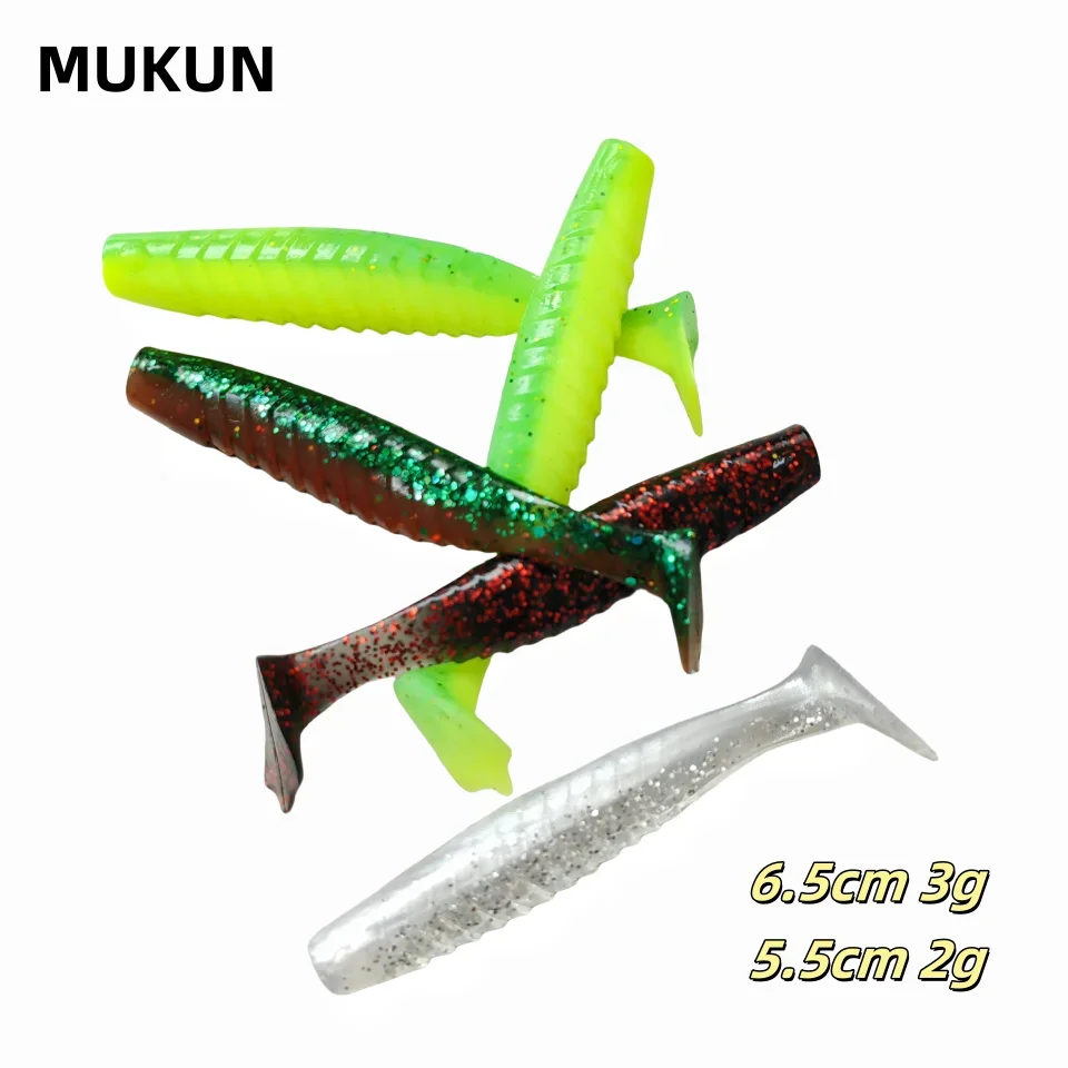 MUKUN 10 Uds Pesca señuelo de Pesca ondulación Shad 6,5 cm 3g 5,5 cm 2g Isca cebo suave de silicona Artificial - imagen 2