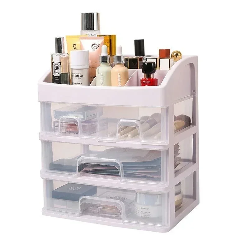 Caja de almacenamiento de cosméticos multicapa, cajón transparente de gran capacidad, organizador de joyería y maquillaje, contenedor de esmalte de uñas de escritorio - imagen 5