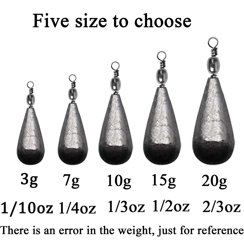 Plomos de pesca giratorios, accesorios de aparejos de pesca de carpa, 3g, 7g, 10g, 15g, 20g, lote de 10 unidades - imagen 2