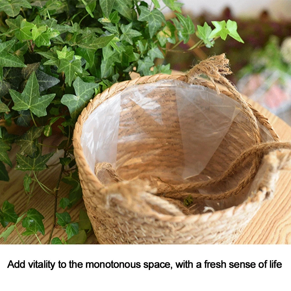 Cesta de almacenamiento de plantas de jardín para decoración del hogar, macetero colgante tejido para interiores y exteriores, soporte para maceta, perchas para plantas de macramé - imagen 4