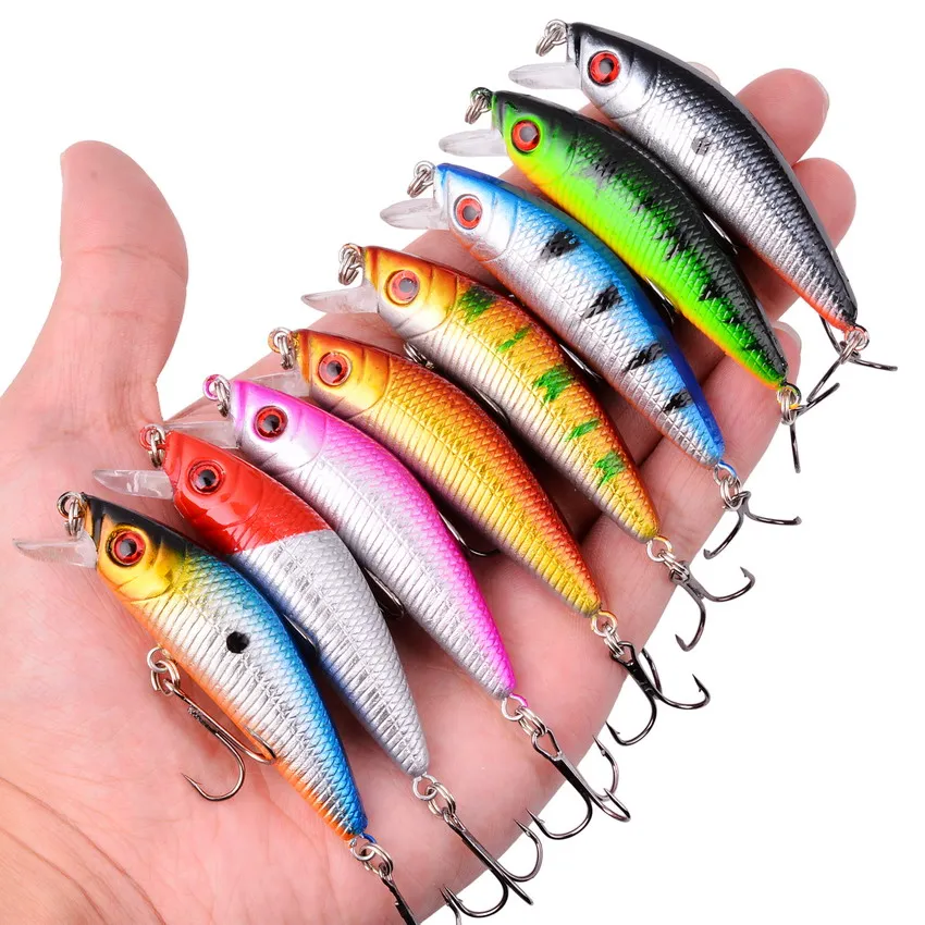 Kit de Señuelos de Pesca de pececillos, Wobblers aritificales de plástico duro para buceo, aparejos Wobbler de peces de 0,5-1,5 m, 10-40 piezas - imagen 4