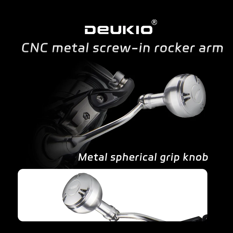 Carrete de pesca DEUKIO, carretes giratorios con perilla de bola de Metal 3 + 1BB 5,2: 1, arrastre máximo de 15KG, carretes a prueba de agua para agua dulce y salada - imagen 4