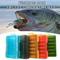 Caja de pesca de doble cara, 12 compartimentos, impermeable, cebo, señuelo, gancho, organizador de almacenamiento, contenedor, accesorios para aparejos de carpa