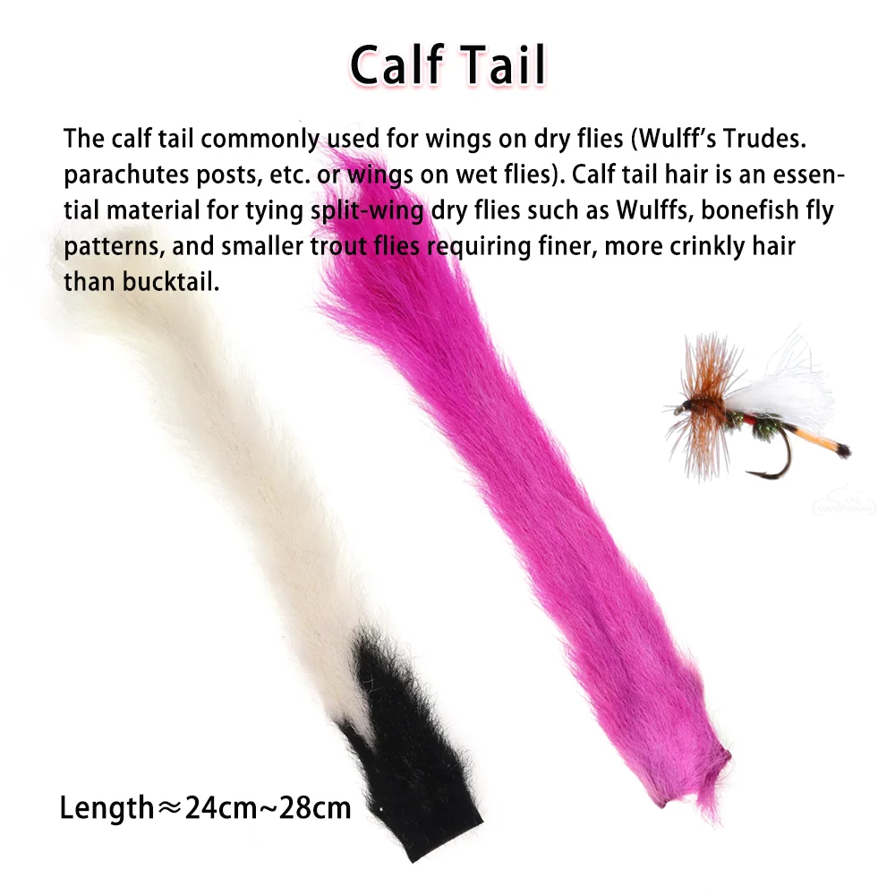 Wfireo-cola de becerro Natural para pesca de trucha, Material de atado de mosca para paracaídas Royal Wulff - imagen 2