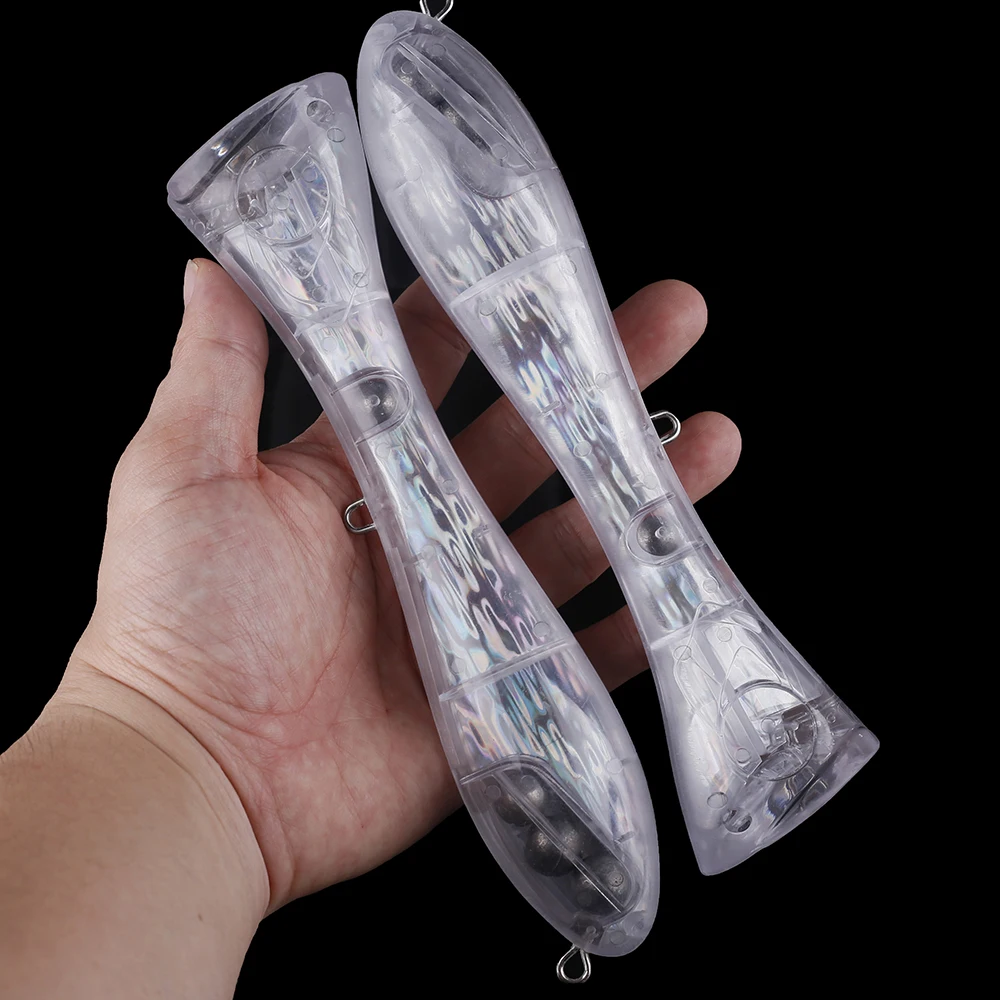 Chan'sHuang-Cebo en blanco sin pintar, 3 piezas, 200MM, 101G, sonajero de superficie, lámina holográfica en el interior, Señuelos de Pesca artificiales - imagen 5