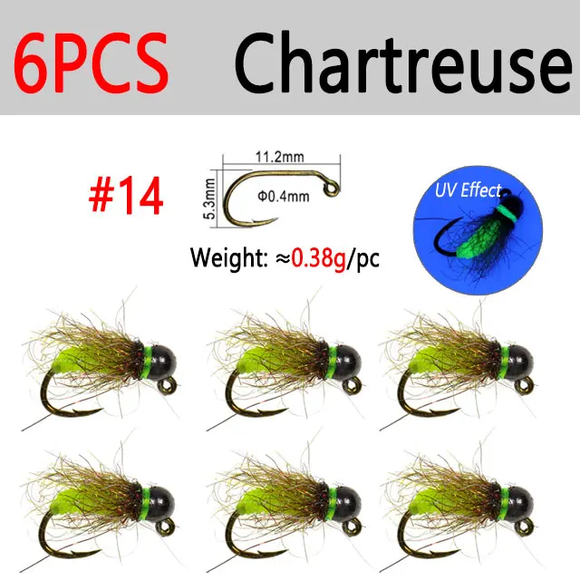6pcs Chartreuse SZ14