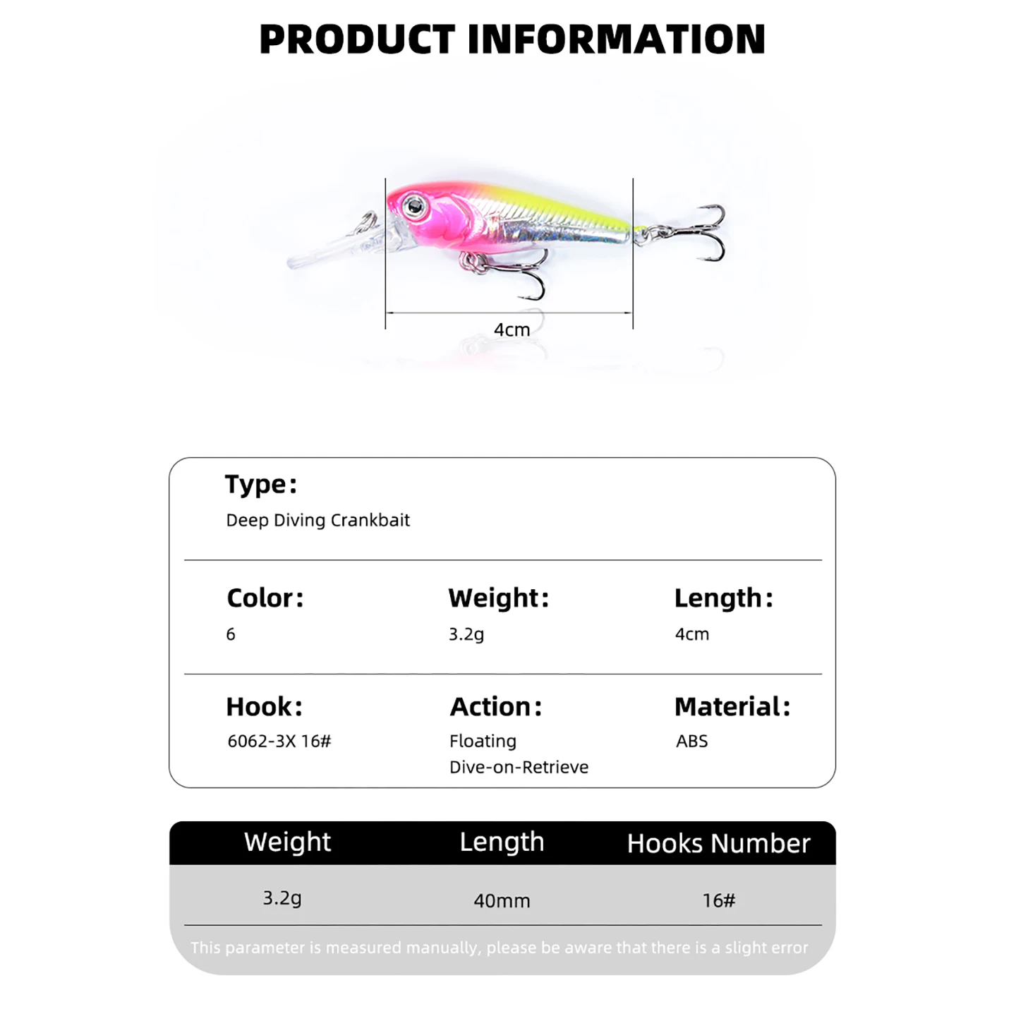 Wobbler flotante 4cm 3,2g – Cebo artificial para lubina y trucha - imagen 3