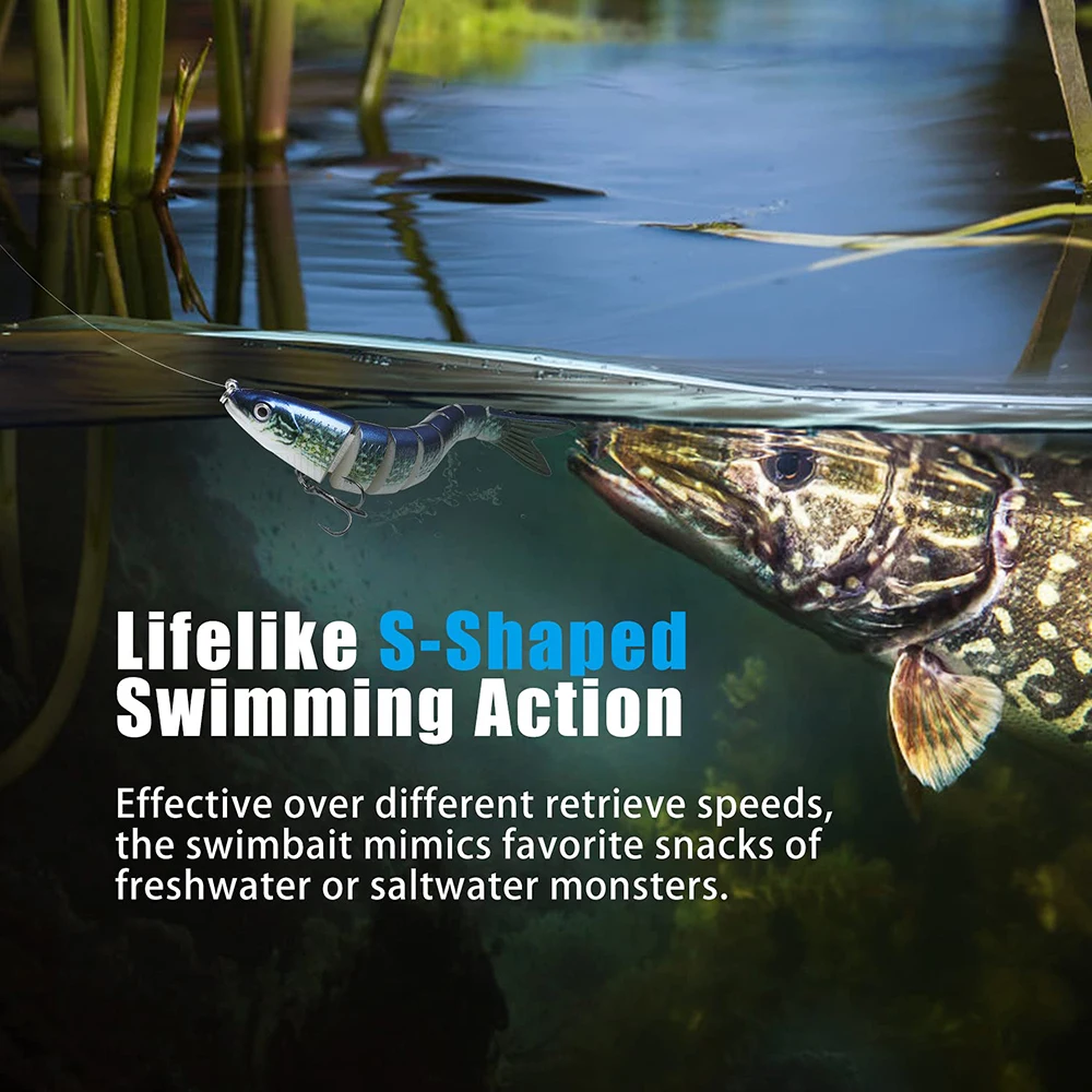 Cebo de Múltiples articulaciones, anzuelo triple de hundimiento lento, biónico, 8 segmentos, Vibe de natación, aparejos de Pesca, señuelo duro, 3 unidades por lote - imagen 4