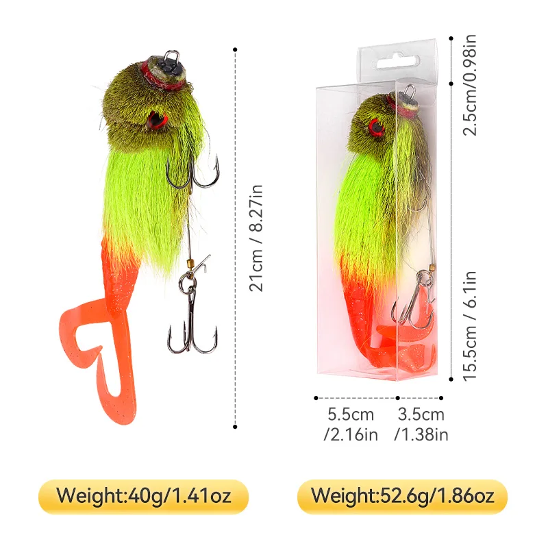 Weihe, 1 Uds., ratón de pelo de ciervo, 21cm40g, Luya, tiro largo, agua hundida, cebo duro, cola de horquilla, cebo falso, equipo de pesca - imagen 3