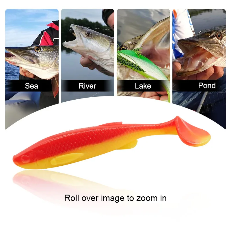 Señuelo de pesca grande, cola en T, swimbait, pesca de Lucio, cola blanqueada, cebo de silicona de 125mm - imagen 5