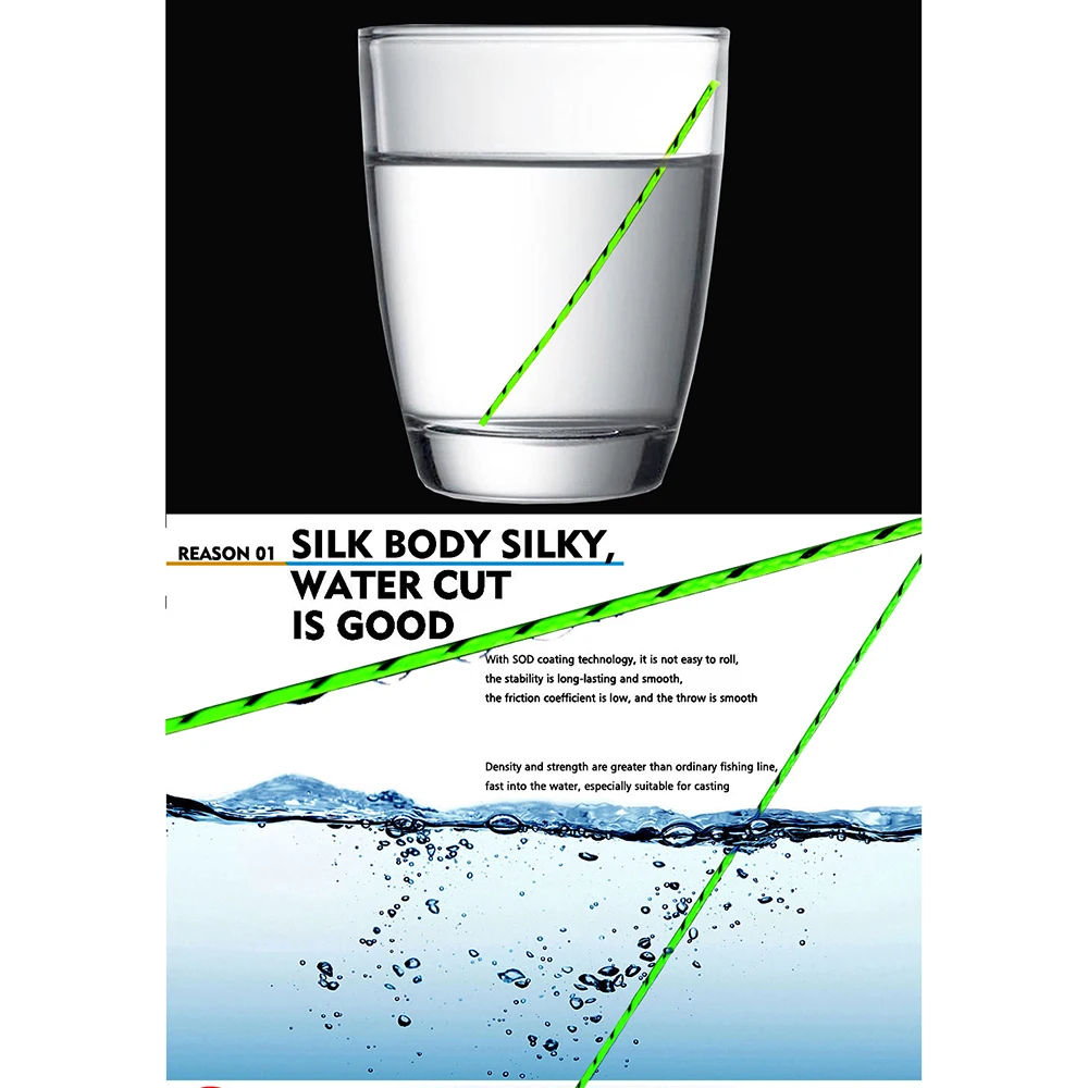 Señuelo trenzado para pesca, línea especial de tiro largo, fuerte, 100m, súper lisas principal, 8 unidades - imagen 5