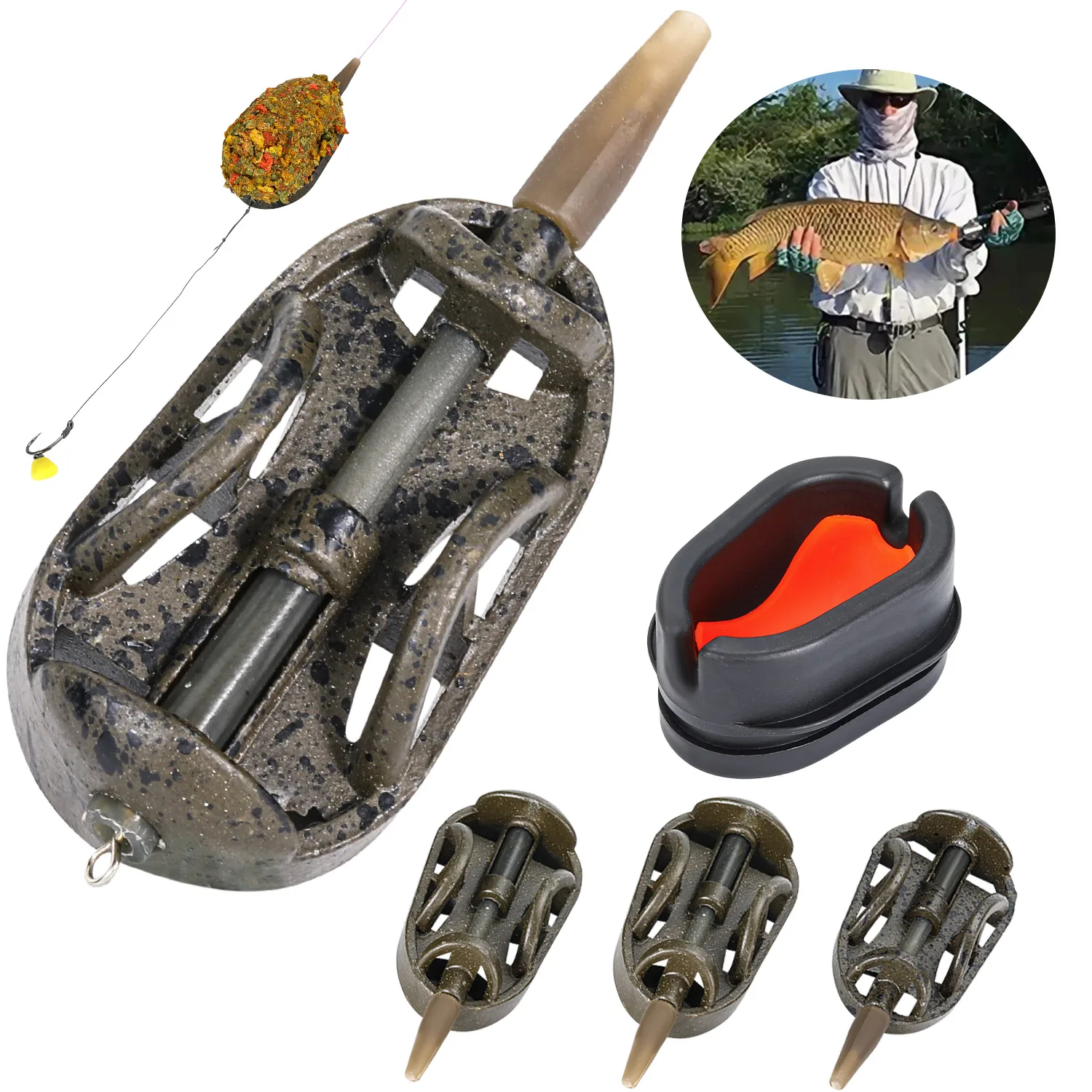 Sougayilang Kit alimentador carpa pesca lanzador cebos alta velocidad - imagen 5