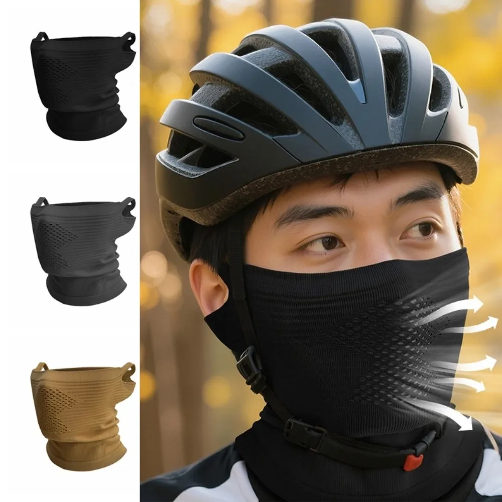 Protección delgada para el cuello, máscara cálida para montar, malla hueca, cubierta facial cálida transpirable, Color sólido, máscara facial de ciclista a prueba de viento, deportes