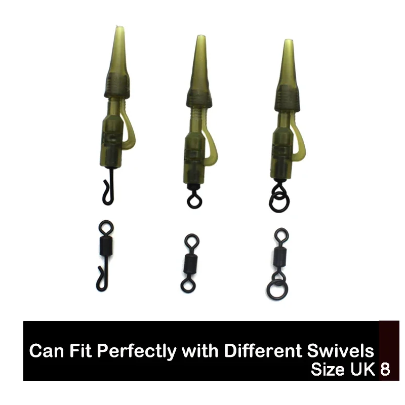 Juego de clips de plomo para pesca de carpa, Kit de Clips de seguridad de alta resistencia, Clips de cambio rápido giratorios con pasadores, accesorios de pesca de carpa, 20X - imagen 4