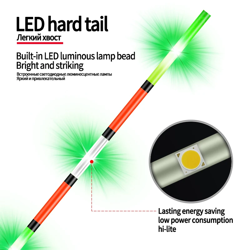 Cola flotadora LED, 1 tubo flotador, 1 bolsa de ganchos, 1 soporte flotador, boya de luz LED fuerte, Sensor de gravedad, herramientas de cola luminosa que cambian de Color - imagen 4