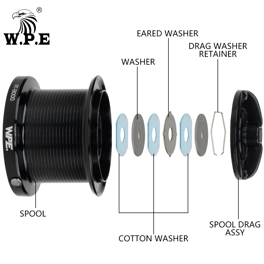 W.P.E Revolt-carrete de Pesca giratorio, aparejos de Pesca de carpa, relación de engranaje 8500: 1, 7 + 1 rodamientos de bolas, 9000, 4,6 - imagen 4