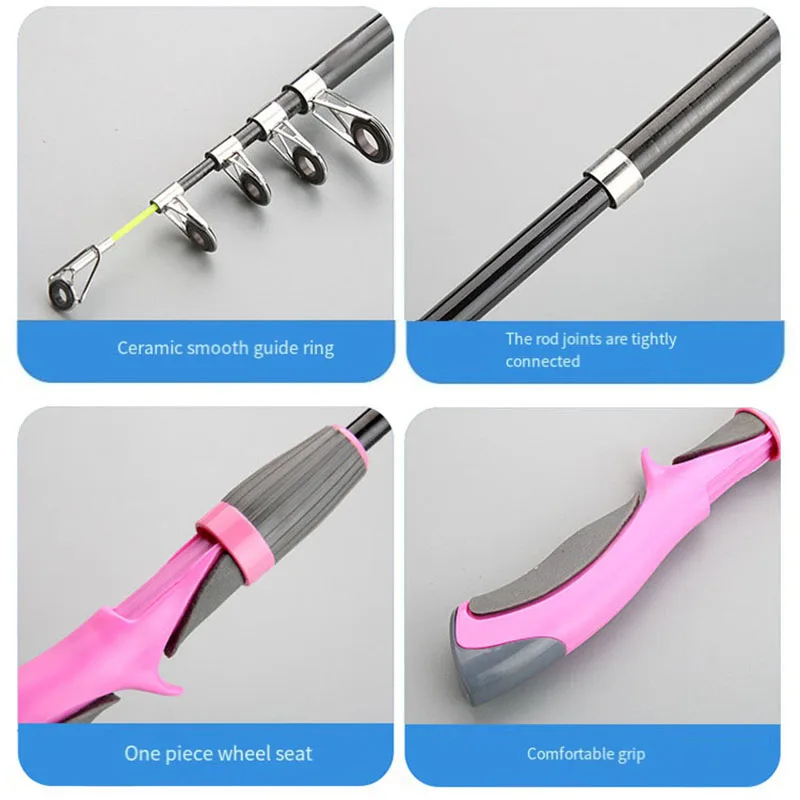 Carbon Fiber Rod Superhard Boat Ice Fly Lure Fishing Rod With High Quality Fishing Reel Fishing Tackle set De Pesca 1.6m Length - imagen 4