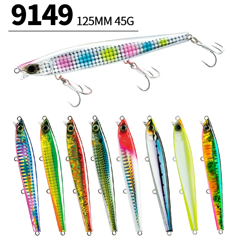 Señuelo de pececillo delgado de hundimiento pesado, cebo duro Artificial de láser, Wobblers de carpa de agua salada, Jerkbait Swimbait, 125mm, 45g - imagen 4